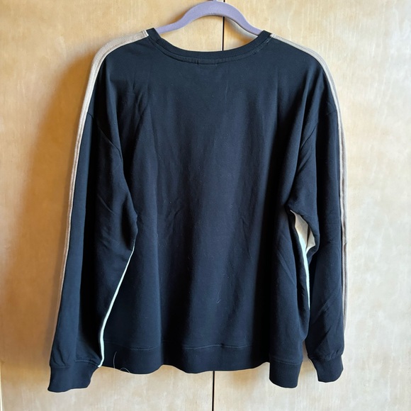 New Colorblock Cotton Sweatshirtrt 1X Ivory Camel and Bkack - Picture 3 of 6